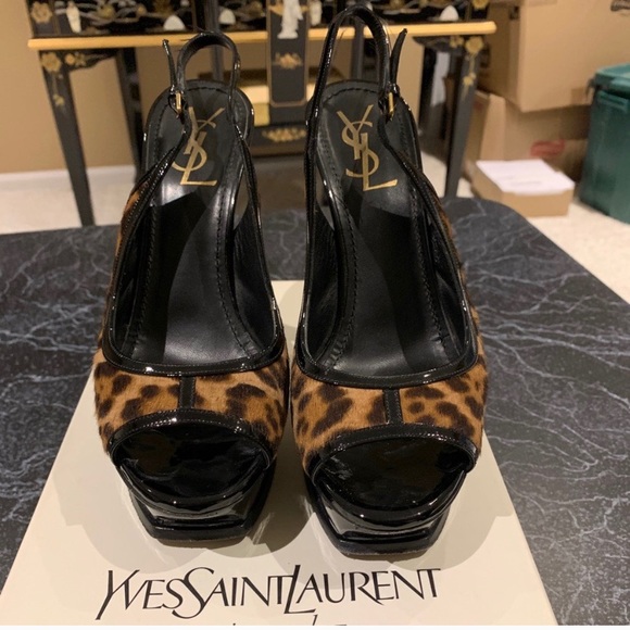 leopard ysl heels